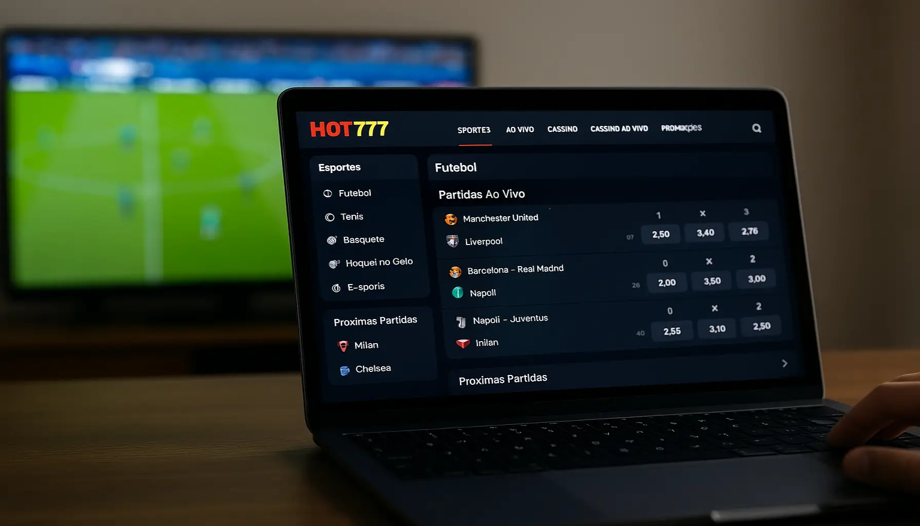 Apostas esportivas no cassino online HOT777BET